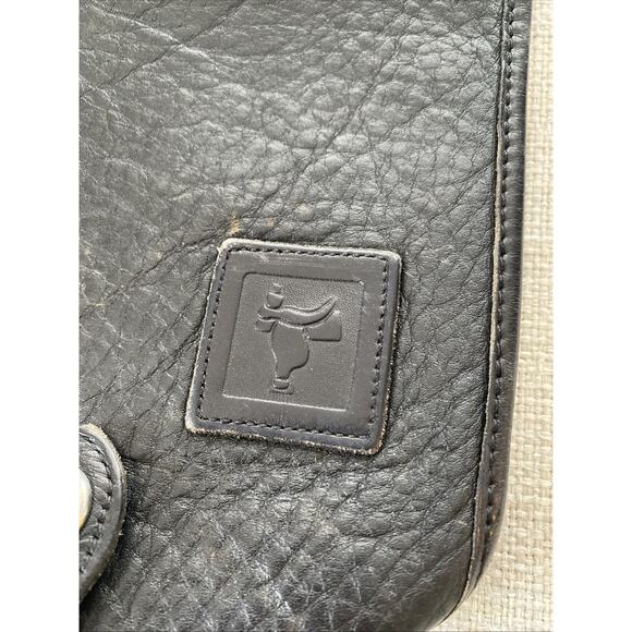 Vtg Saddle Branded Black Leather Crossbody Purse Snap Latch Zip Travel 6"x7.5" - Picture 6 of 15